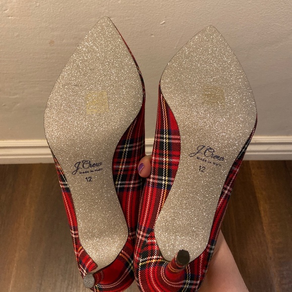 NEW J. Crew Elsie TARTAN Pumps Heels Red Holiday GINGHAM Tartan Plaid CHRISTMAS - Picture 13 of 15